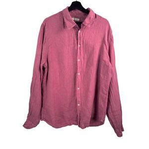 Puro Lino‎ Button Down Shirt sz XXL plum 100% Linen Made in Italy preppy 90s